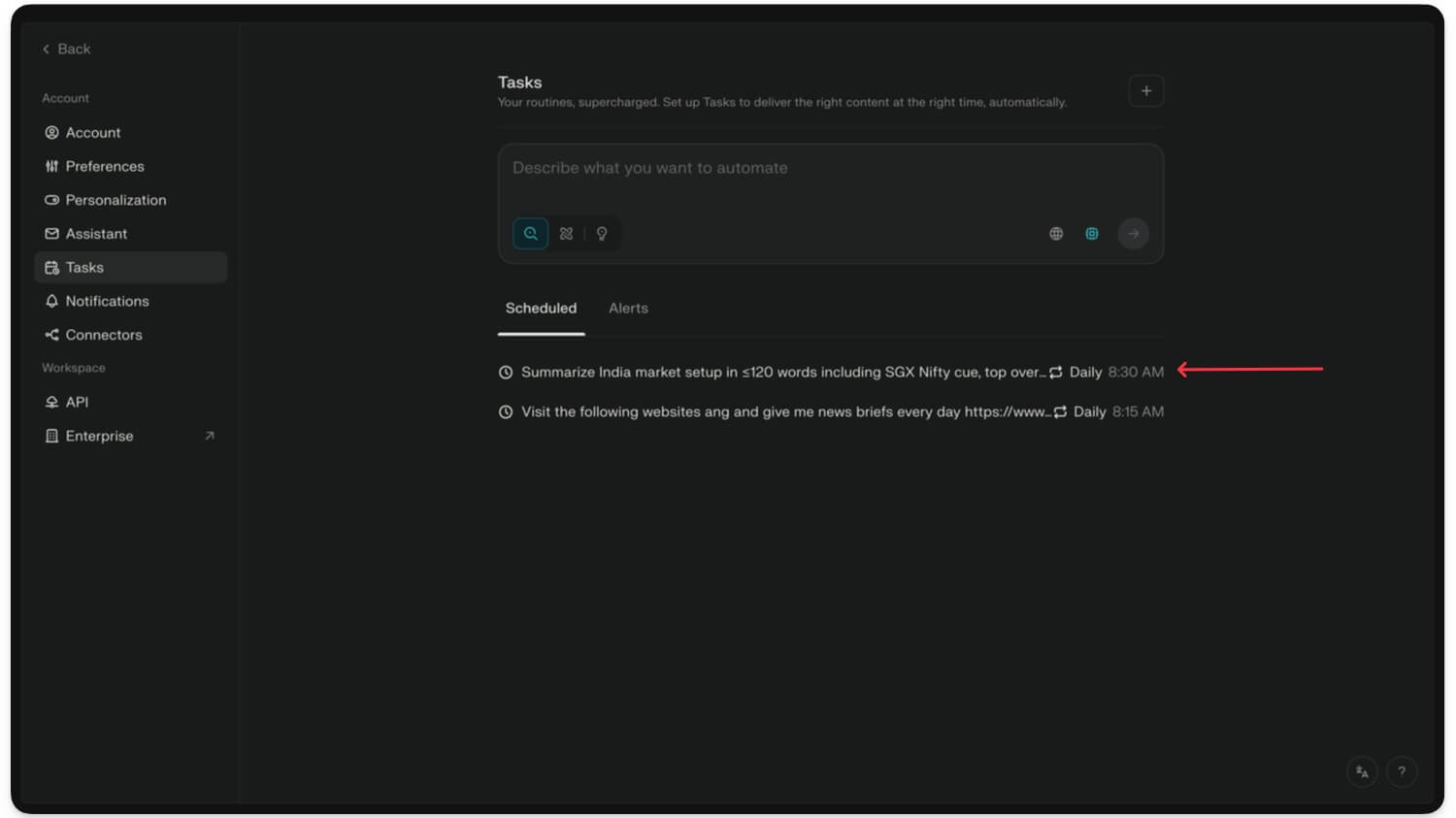 manage tasks from here 