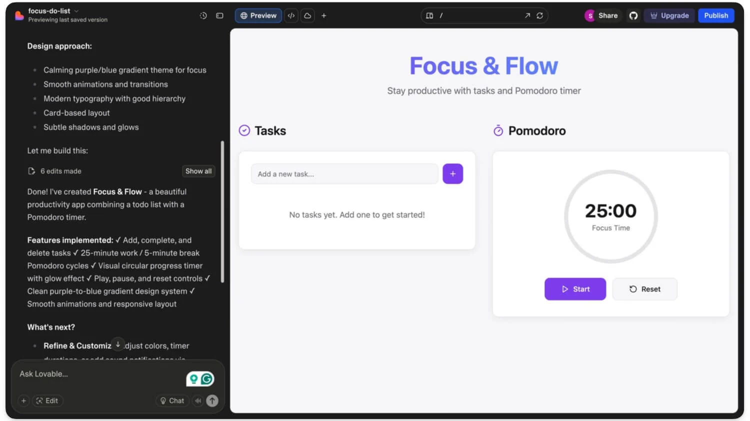 todolist app created by ai coding agent lovable