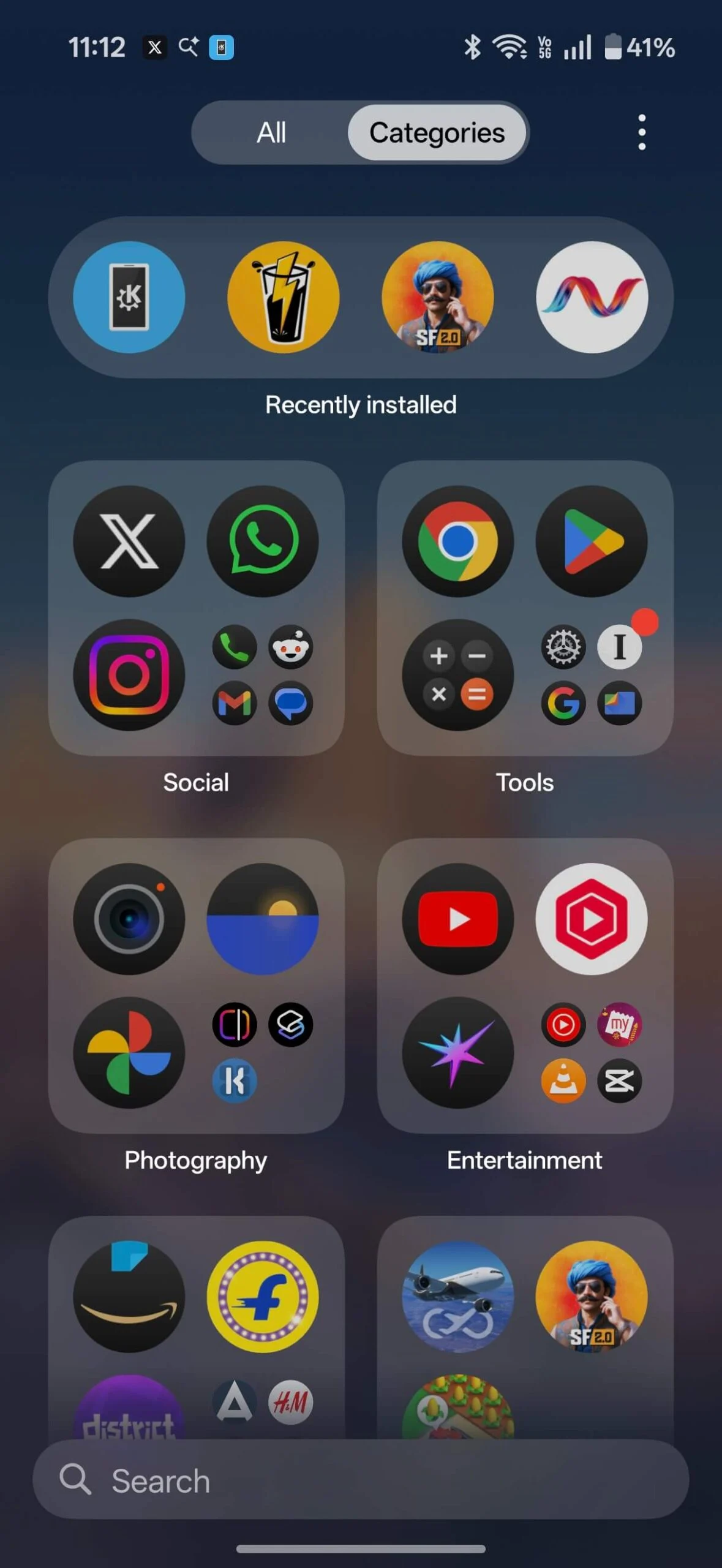 oxygen os 16 drawer section