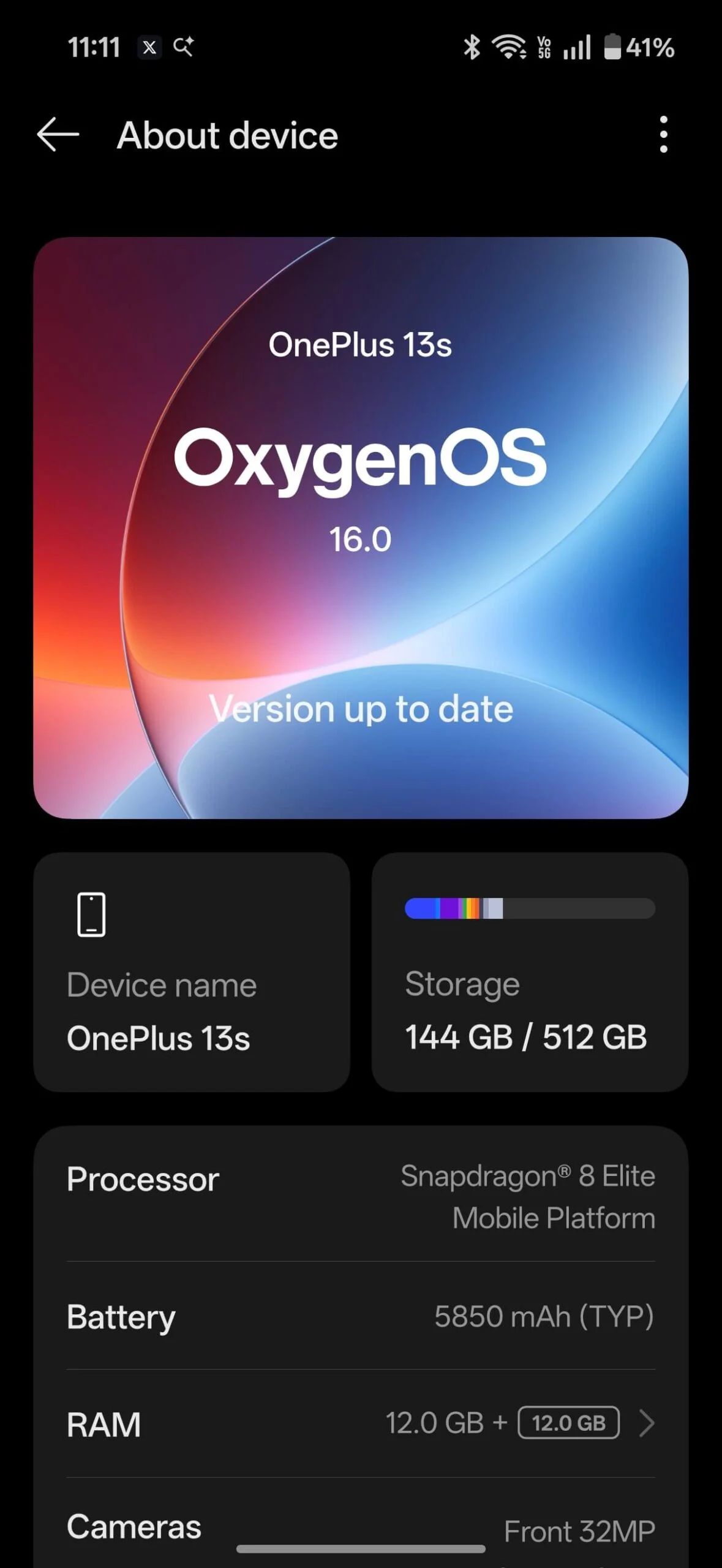 oxygen os 16 about phone screen