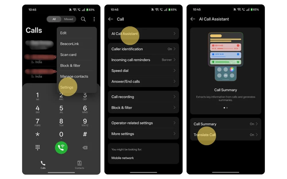 как включить перевод вызовов ИИ how to enable ai call translation