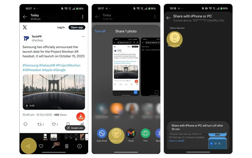 oneplusフォンとMacBookの間でファイルを共有する方法 how to share files between oneplus phone to macbook