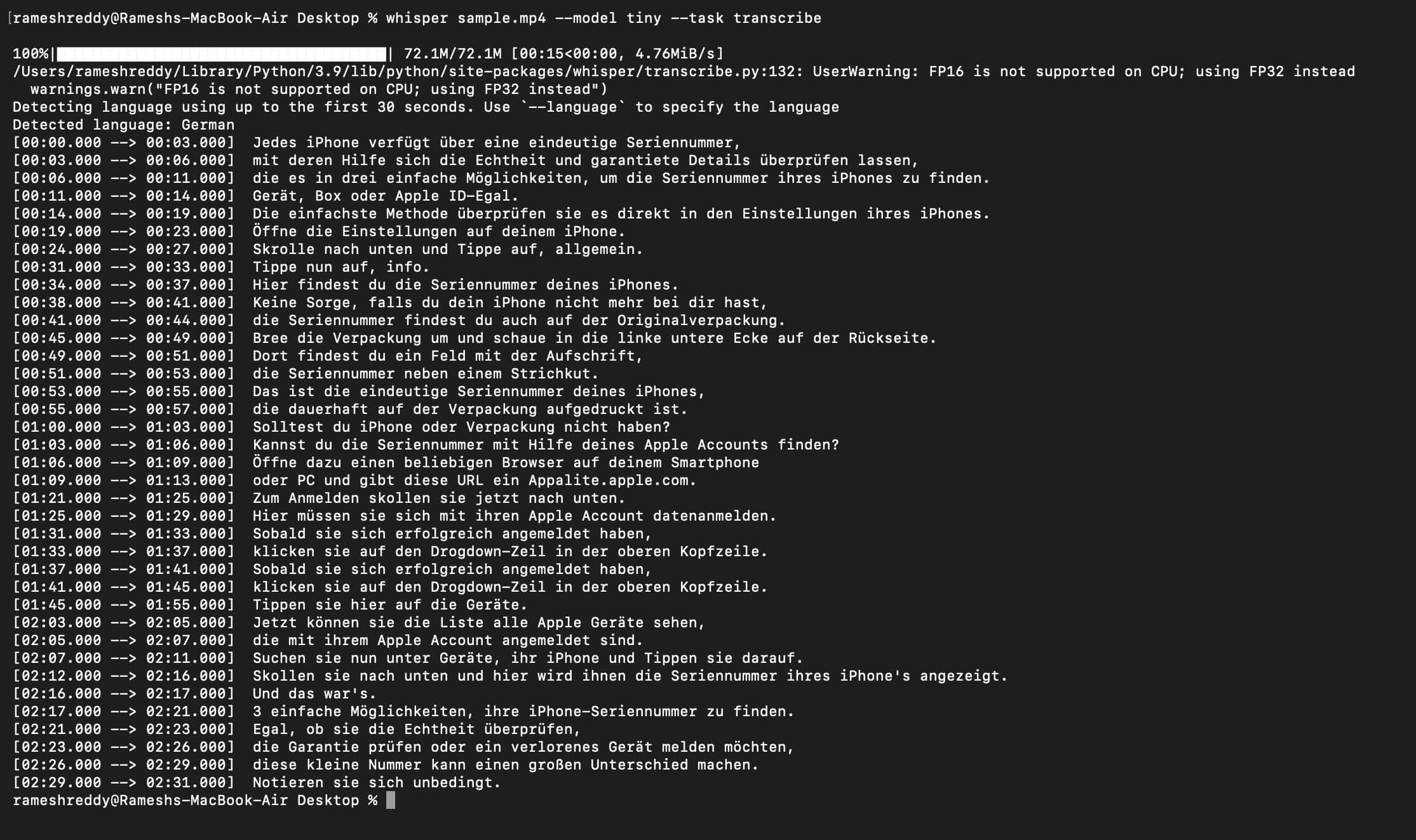 قم بتشغيل Whisper لإنشاء ترجمات run whisper to generate subtitles