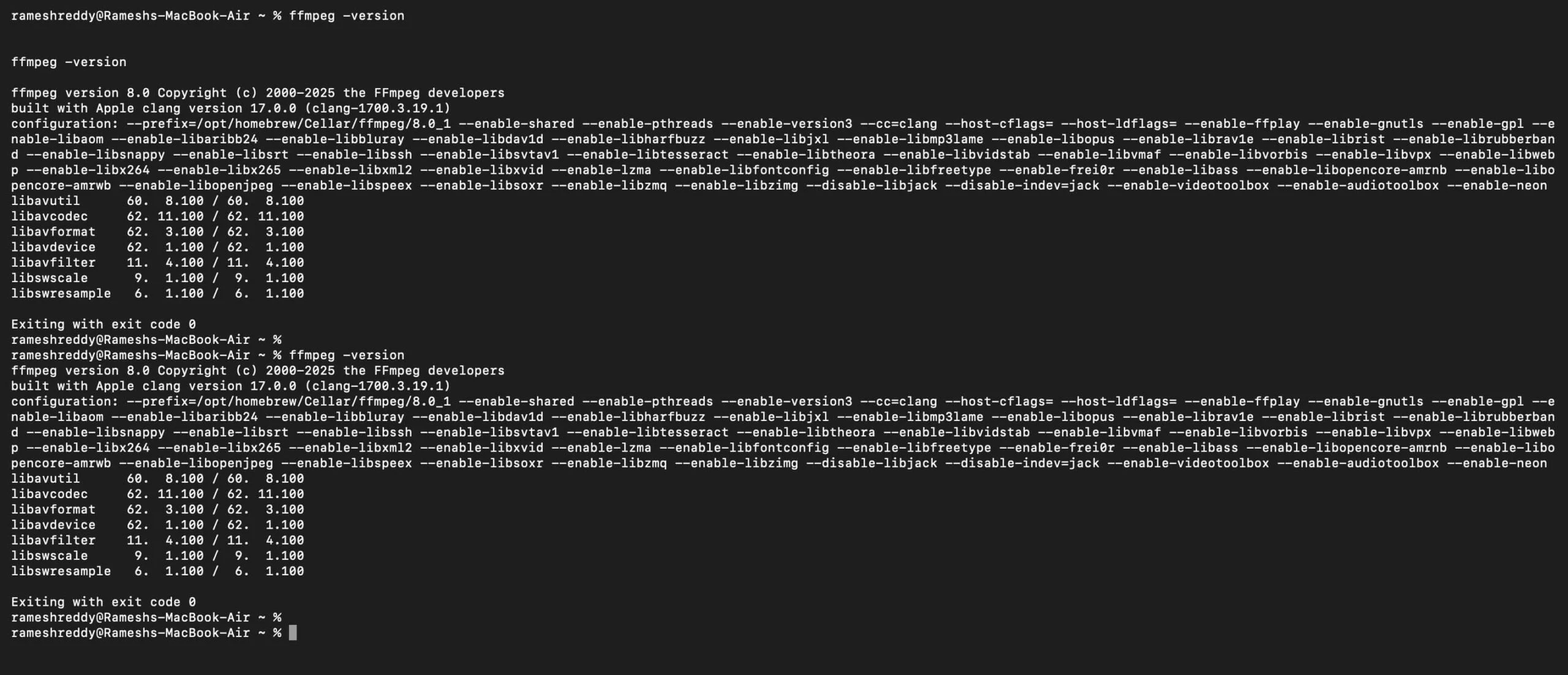 تم تثبيت ffmpeg على جهازك ffmpeg installed on your device