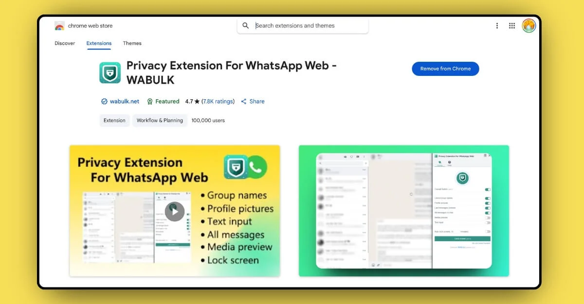 Datenschutzerweiterung für WhatsApp privacy extension for whatsapp