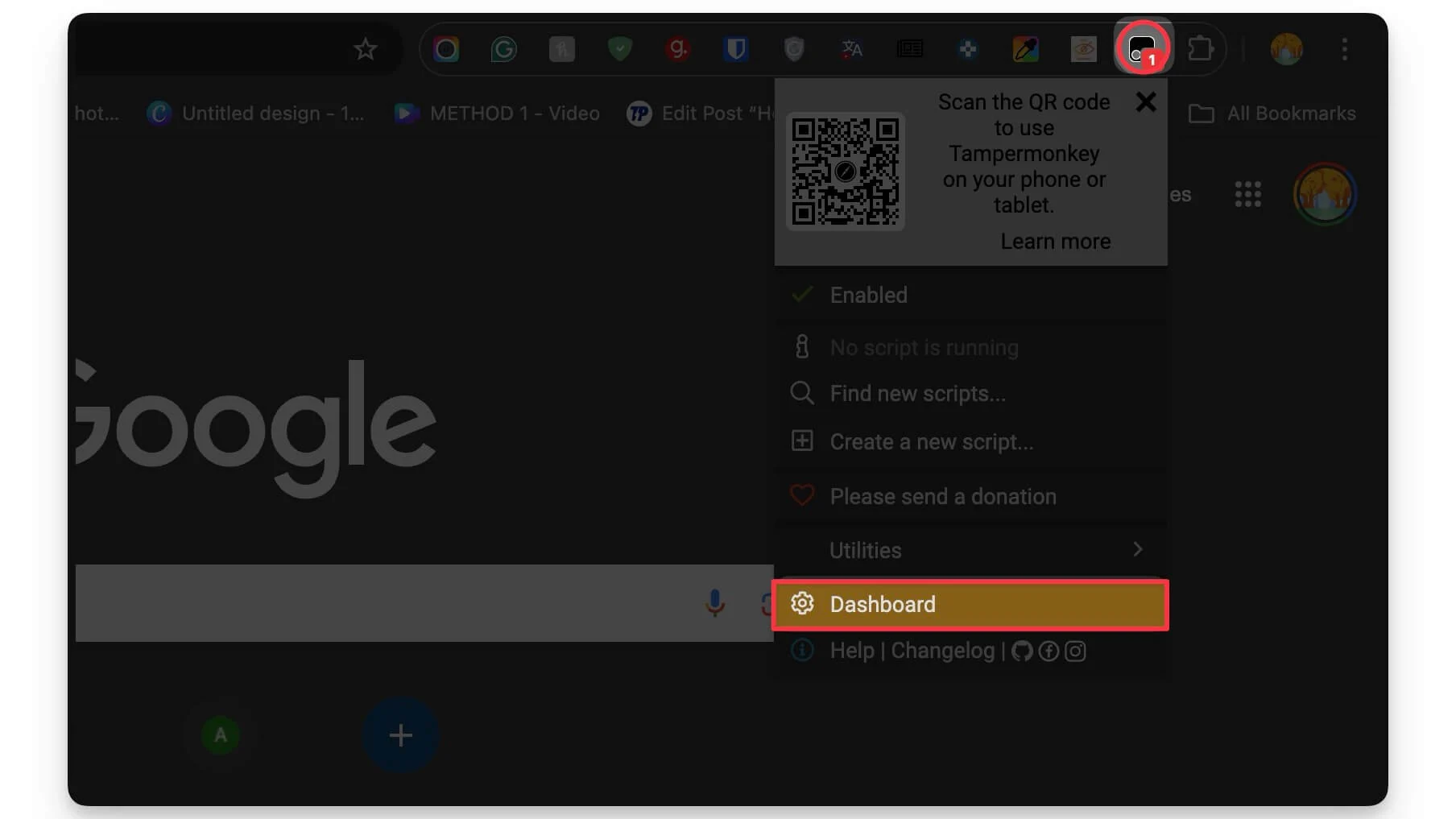 tampermonkey dashboard