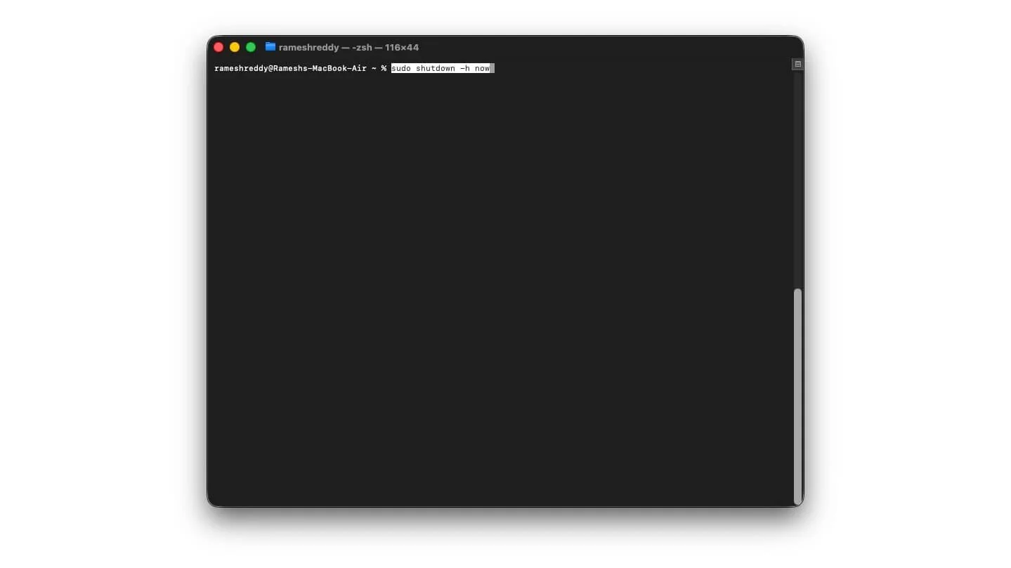 使用終端關閉或重新啟動 shut down or restart using terminal