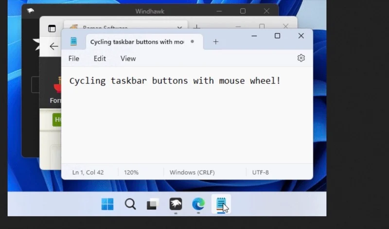 cycling through open windows on a windows 11 computer using mouse wheel.