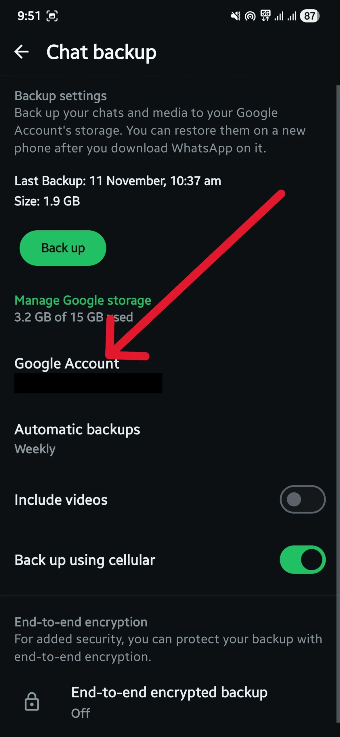 تم تحجيم حساب جوجل whatsapp backup too large? 5 tips to trim down the file size - google account scaled