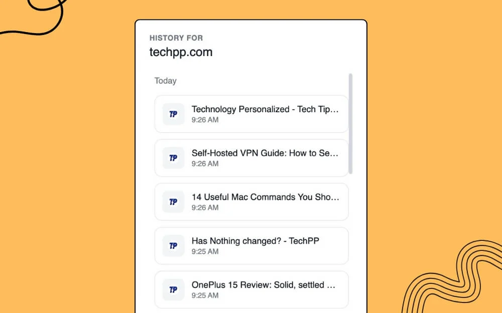 site history for specific websites