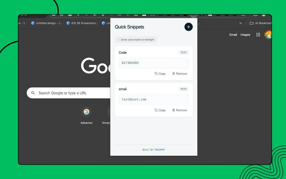 save quick snippets chrome extension
