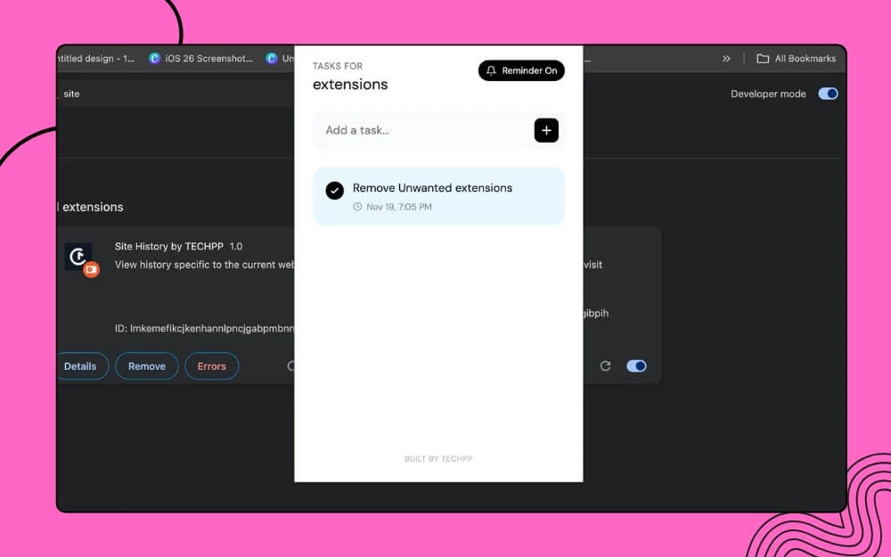 site wide tasks extension