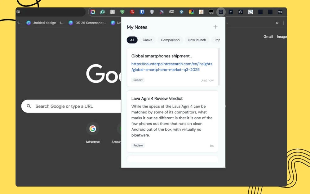 quick notes google chome extension