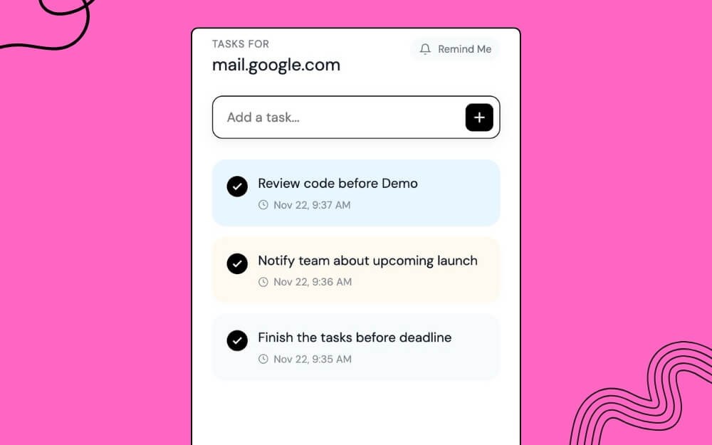 tasks i have set for gmail 