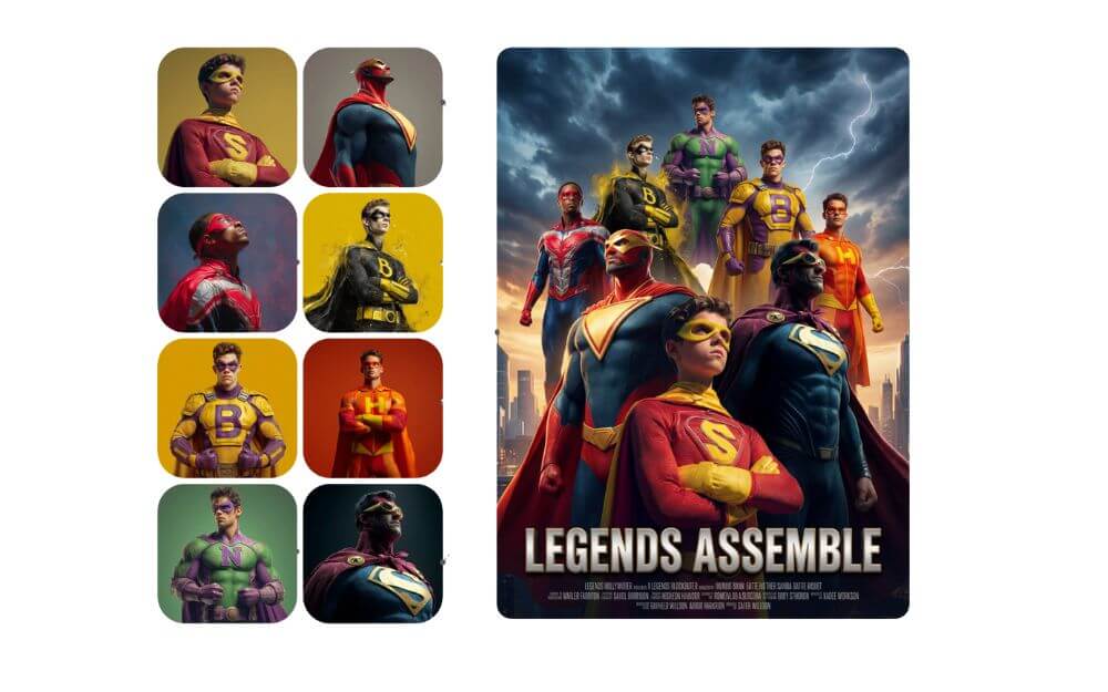 为你的朋友帮派制作一张超级英雄海报 create a super superhero poster of your friends' gang