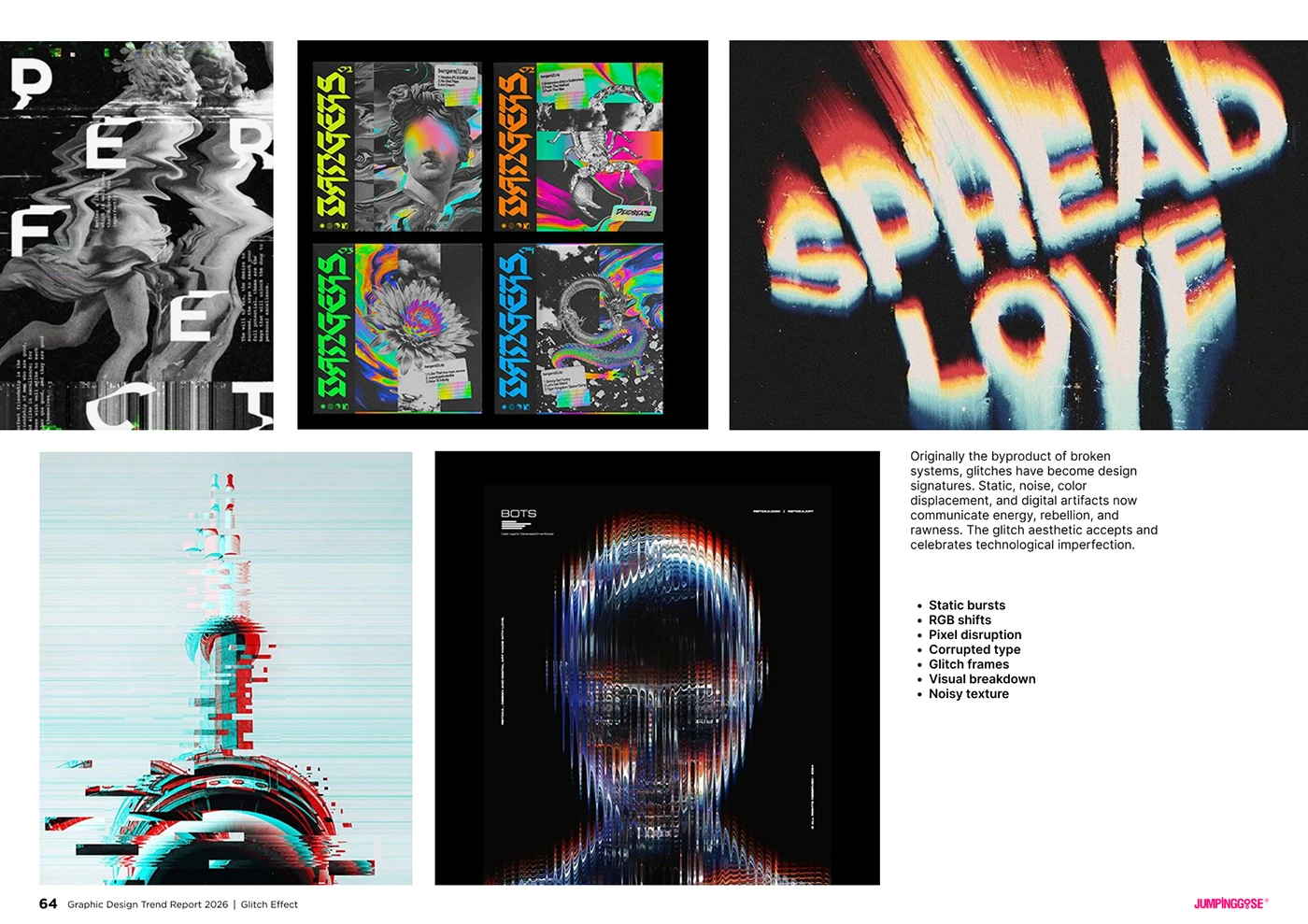 Intentional glitch design applied to typography and visual composition