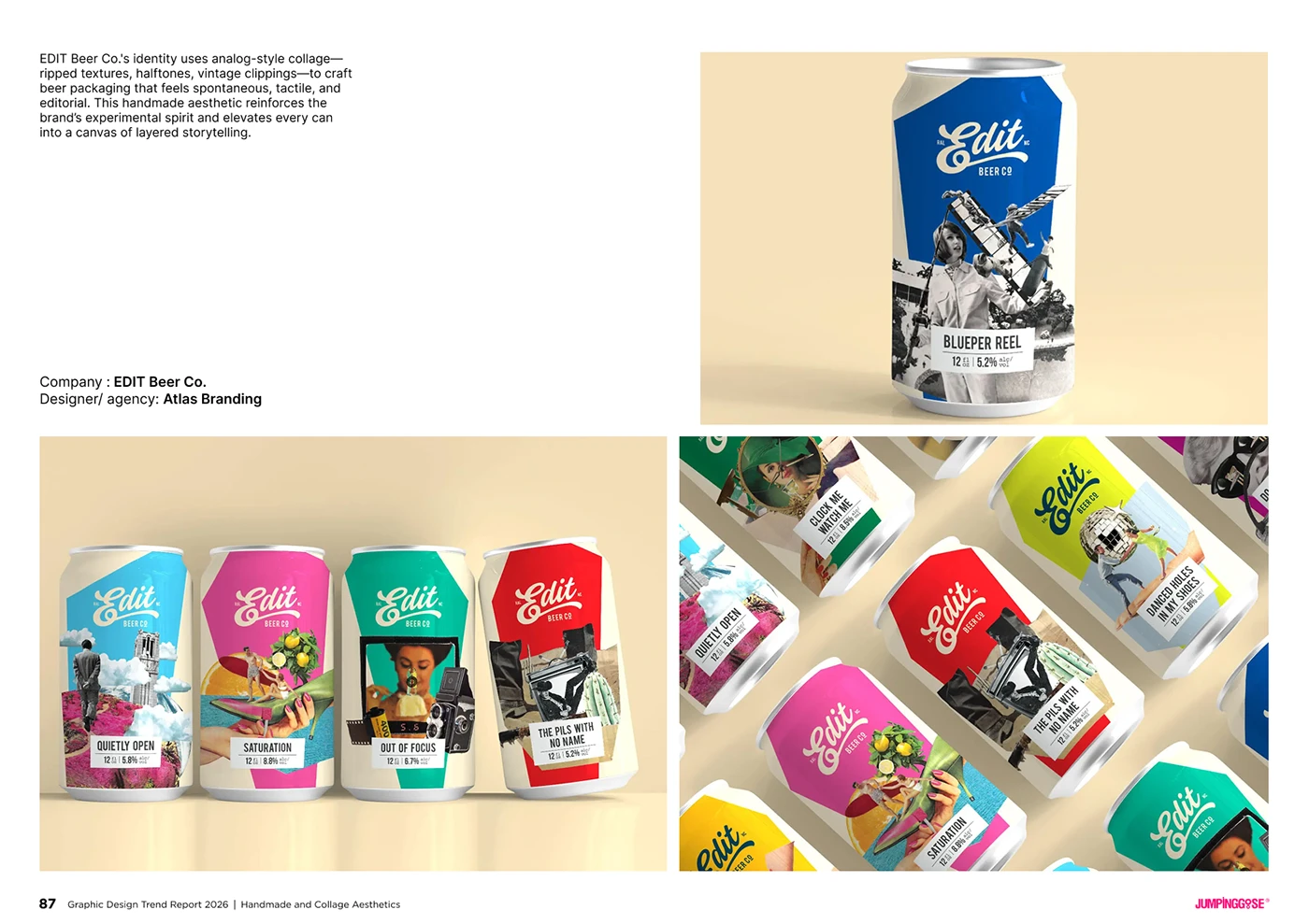 Contemporary collage graphic design with analog textures and experimental layering