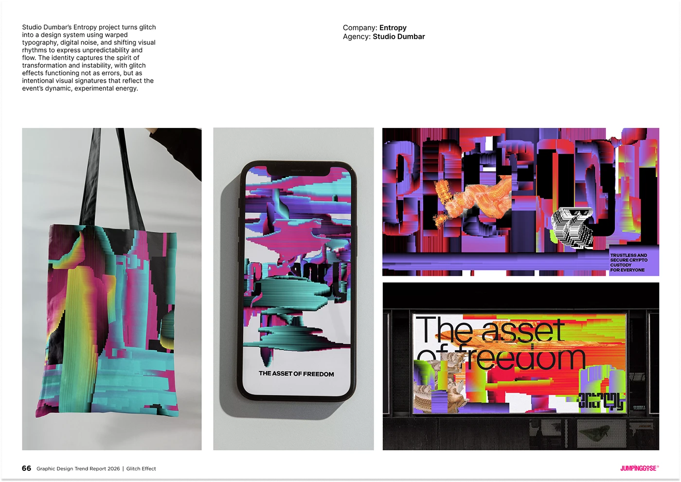 Digital glitch visual style used to suggest disruption and transition