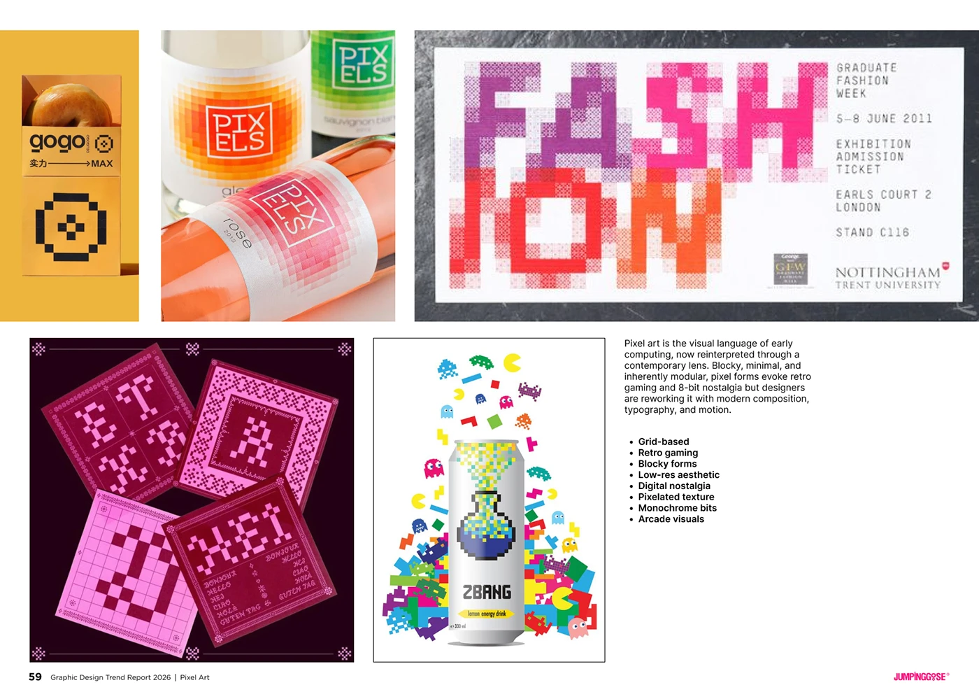 Modern pixel-based visual identity blending nostalgia with contemporary design