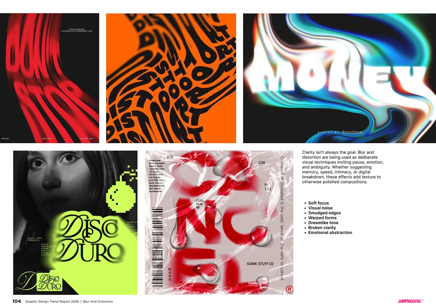 Abstract graphic design featuring intentional blur, smudged edges, and visual noise