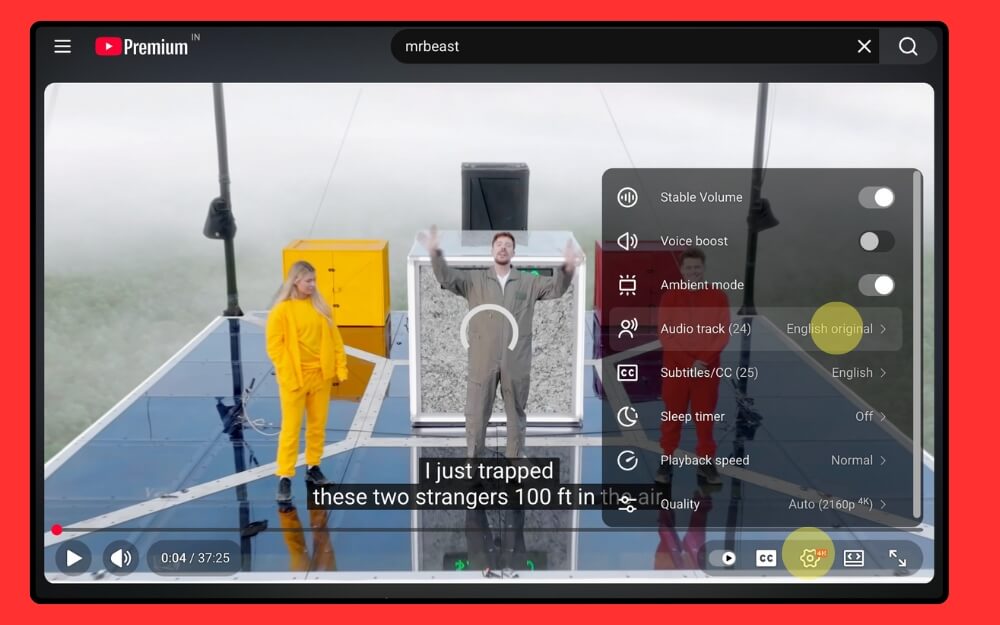 change youtube video audio track on desktop 