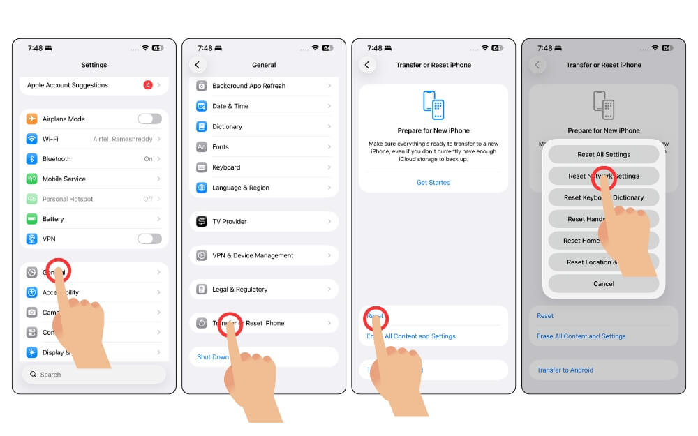 how to reset network settings on your iphone