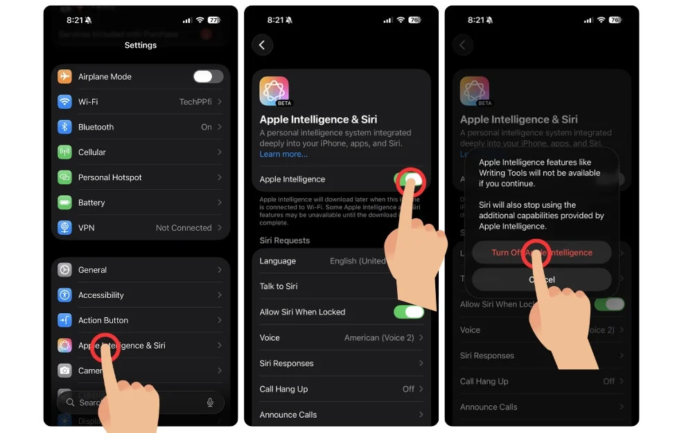 turn off apple intelligence on your iphone