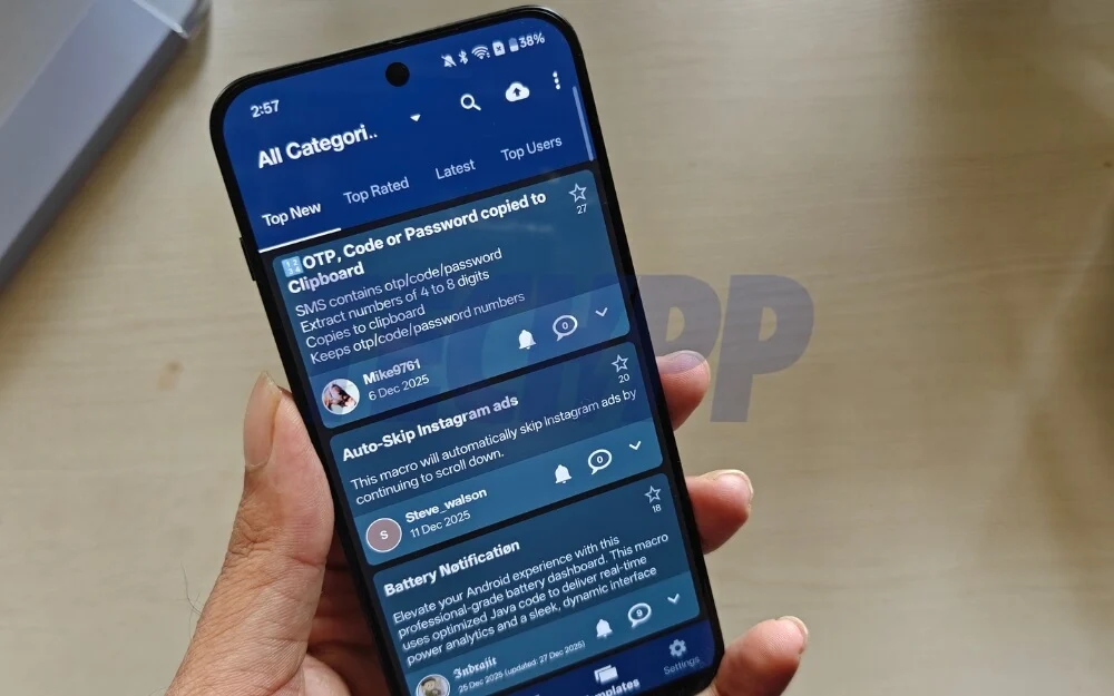 macrodroid automation flow on android using visual blocks