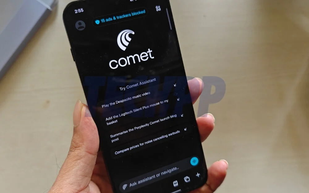 comet browser showing ai-powered automation tasks on android