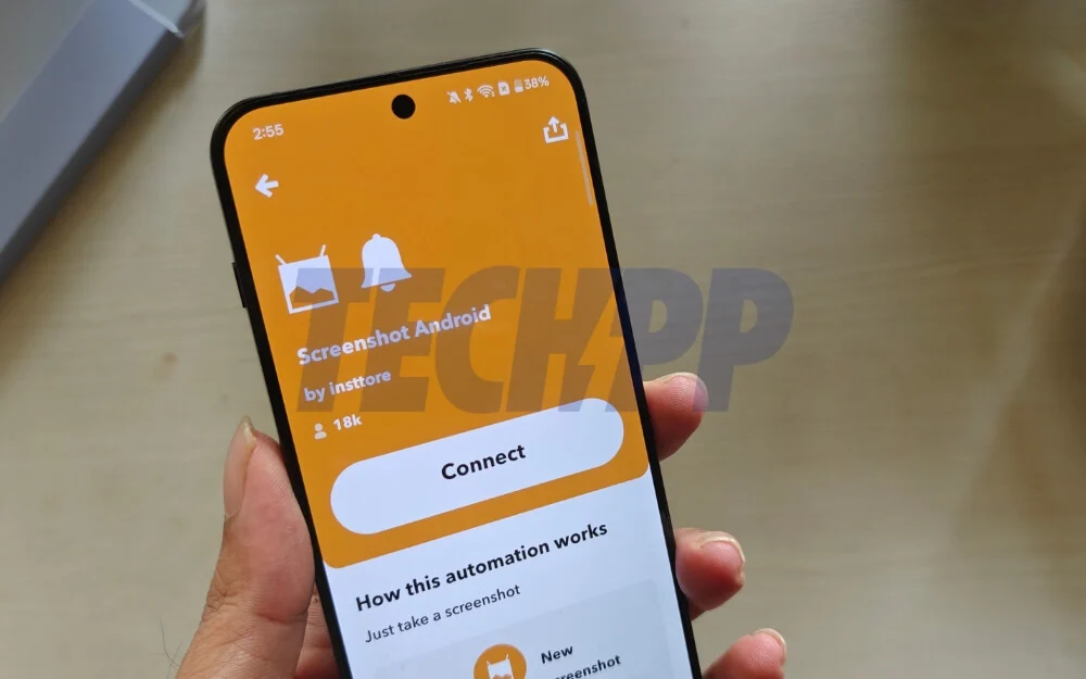 ifttt automation app showing android screenshot trigger workflow