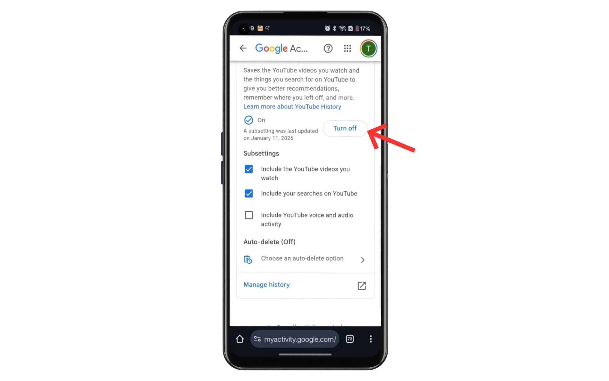 turn of youtube history 