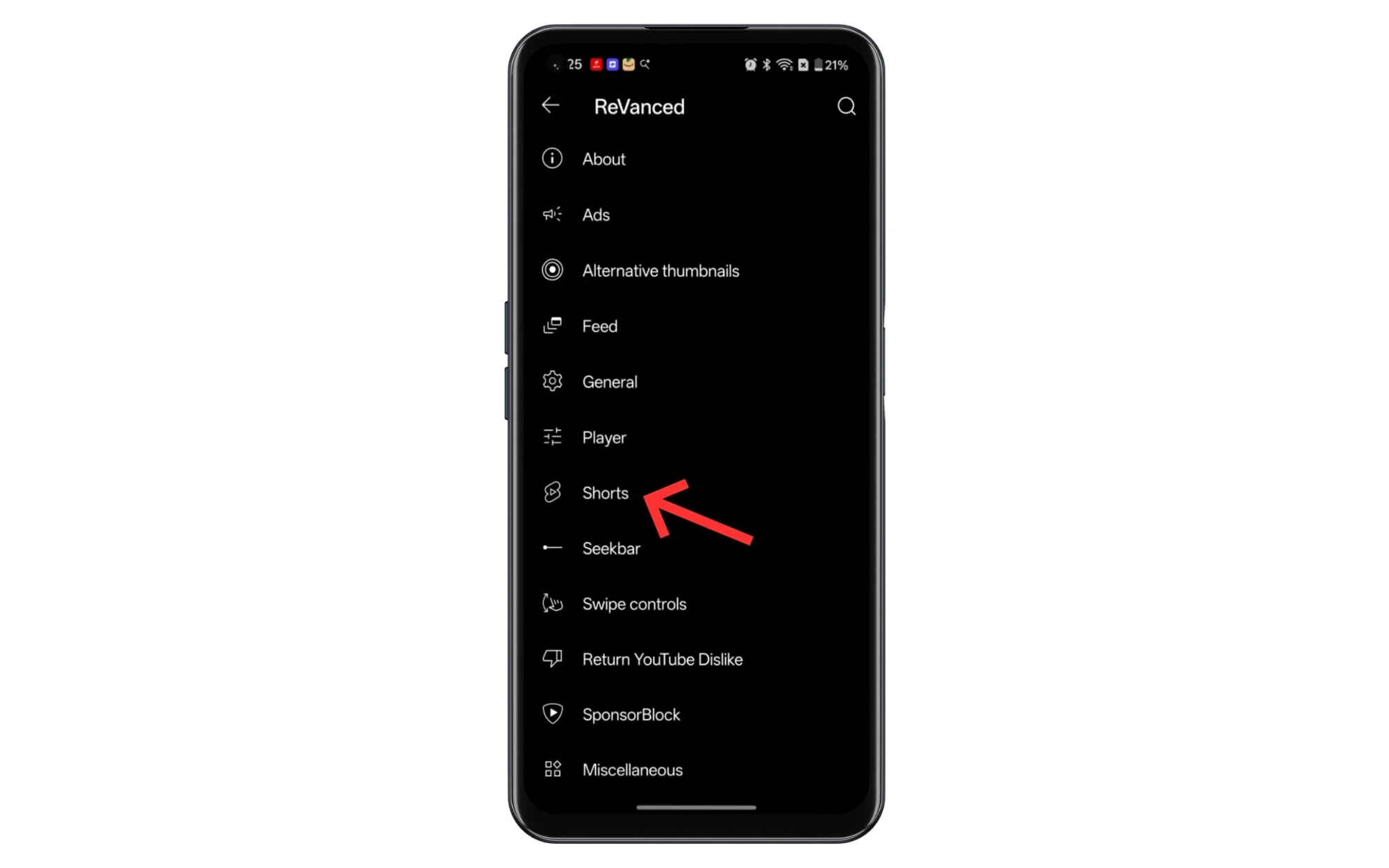 youtube revanced app shorts settings