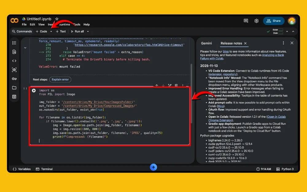 compress images in google drive code