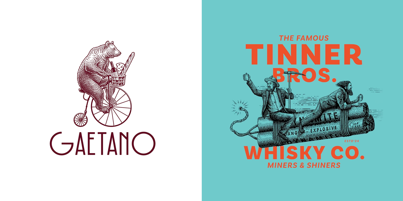 Crafted linework logo with detailed illustration and artisanal engraving style