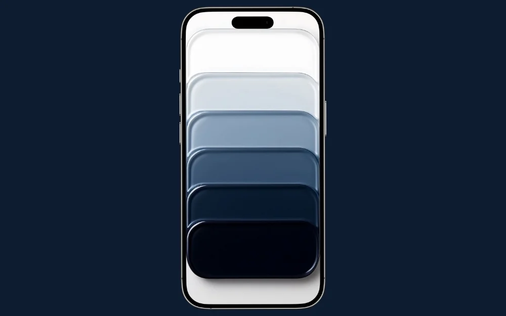 wallpaper layar kunci palet gradien biru bertumpuk mengkilap glossy stacked blue gradient palette lock screen wallpaper