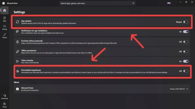 disable automatic updates
