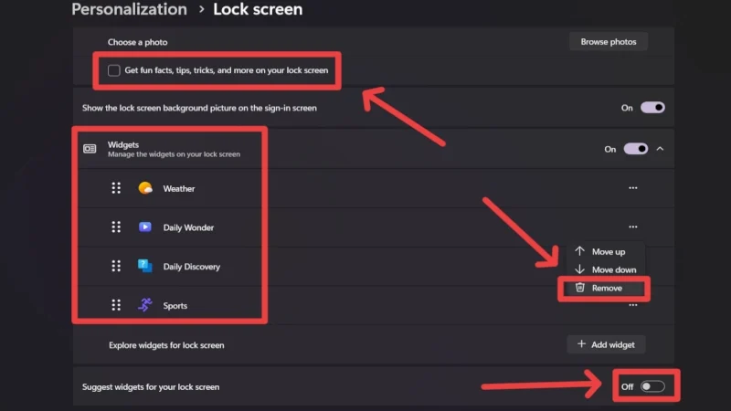 lock screen settings