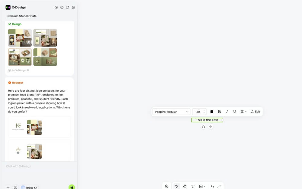 x-design ai agent logo editor 