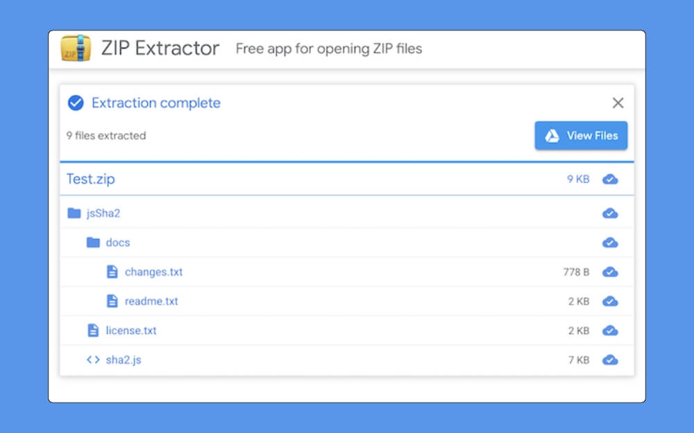 zip extractor - open zip files in google drive