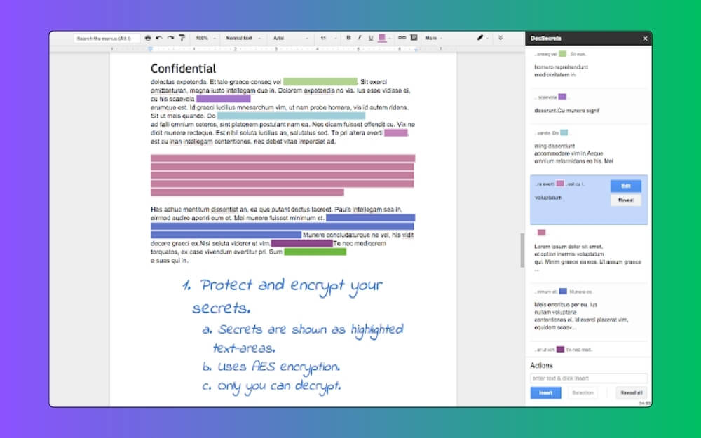 docsecrets - password protect document sections