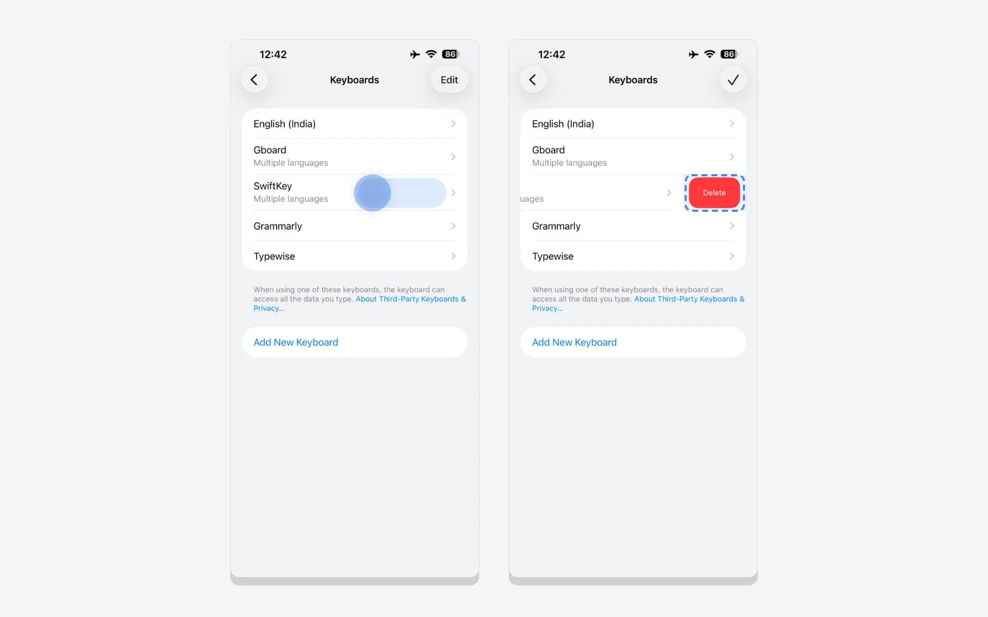 delete keyboards on your iphone