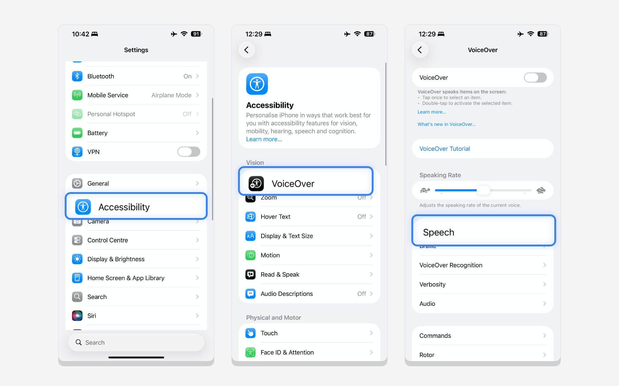 iphone accessibility speech settings