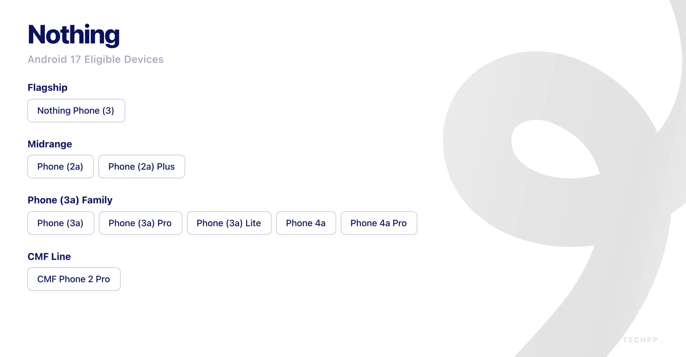 何もありません Android 17 対象デバイス nothing android 17 eligible devices