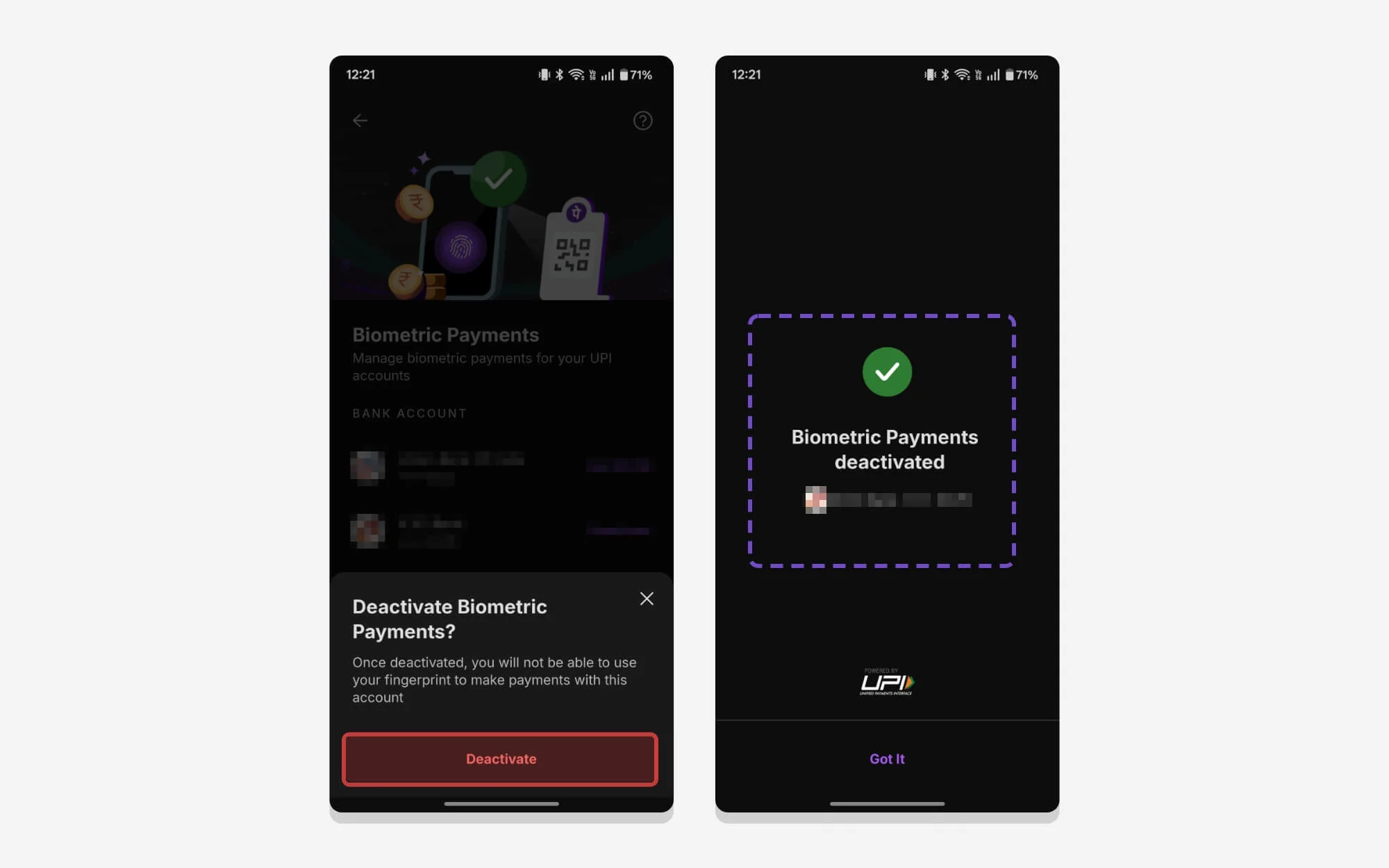 confirm deactivation