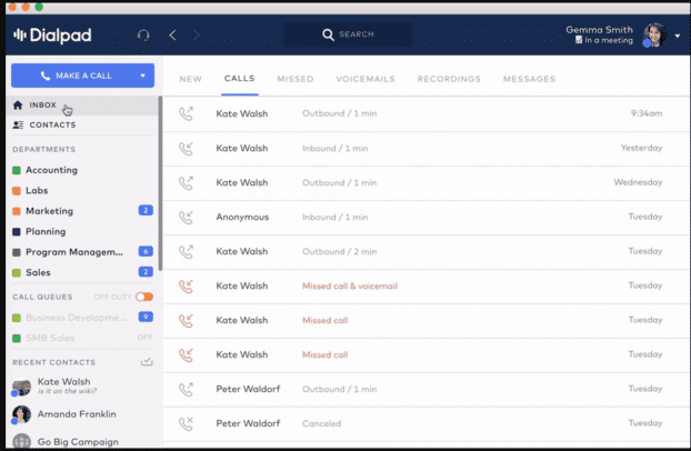 Sistem pencatatan panggilan dialpad