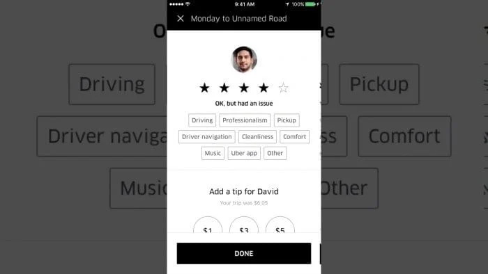 Feedback dei clienti Uber