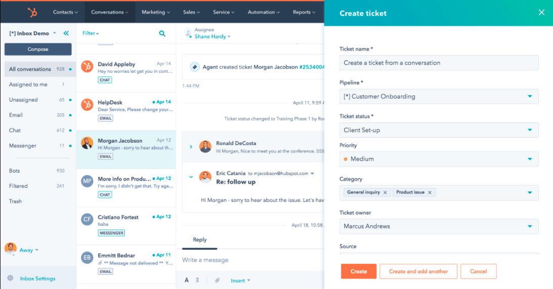 birou de asistență hubspot