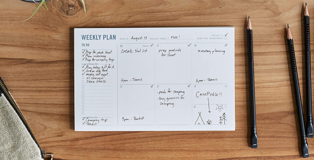 Bloc-notes planificateur hebdomadaire