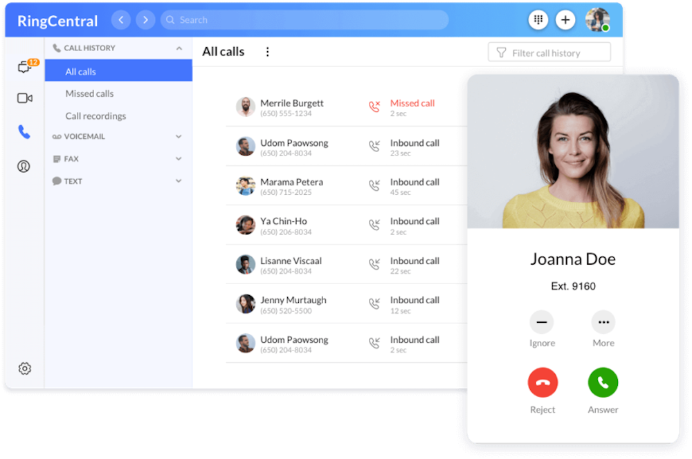 Gestión de llamadas de RingCentral