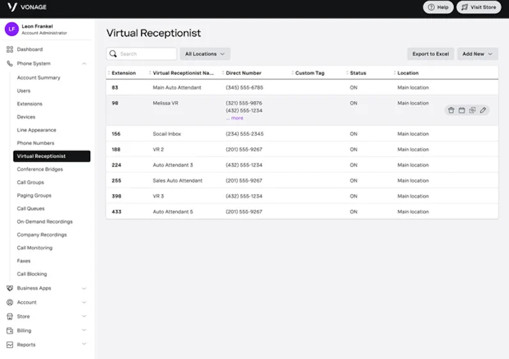 Recepcionista virtual de Vonage